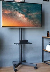 Black rolling tv stands on wheels weight capacity up to 88 lbs. Black tv stand wheels with mute pulley is very...