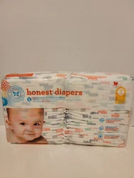 Honest Giraffe Pattern Eco-Friendly Disposable Baby Diapers - Size 1 - 44 Count.  Quilted Bubble Liner quickly draws...