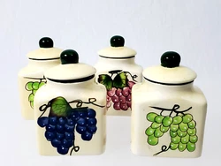 Set of 4 Vintage Style Eyes by Baum Bros Wine Grape Spice Jars.  Approximately 4