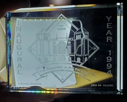 BALLPARK IN ARLINGTON. ETCHED PAPERWEIGHT. TEXAs RANGERS. INAGUARAL SEASON. THIS IS #284/10000. ONLY 10,000 MADE.