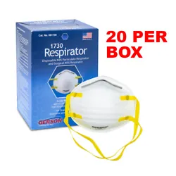 GERSON 1730 N95. Gerson Category Number 081730. FACE MASK RESPIRATOR. Soft foam nose cushion for various facial sizes....