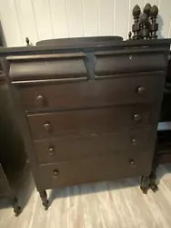 Sligh Furniture. Tall Dresser. antique mahogany or cherry. 50” Tall to top of fineal. 46” TALL to front top....
