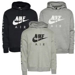 Nike Mens Hoodie Just Do It NSW Athletic Pullover Air Max Hooded Sweatshirt, Black White, L.