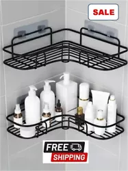 1PC Adhesive Bathroom Corner Shower Shelf Corner Shower Caddy with Hooks Shower Storage Organizer Wall Mounted for...