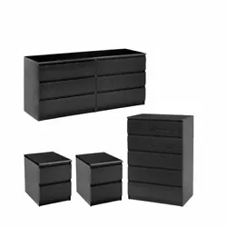 5 Drawer Chest in Black Woodgrain x 16 Drawer Double Dresser in Black Woodgrain. 6 Drawer Double Dresser in Black...