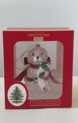 Spode Christmas Tree Ceramic Ornament Dog With Stocking. Ornament is 3