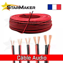 Câble électrique rouge/noir pour haut parleur. Câble électrique pour haut-parleur / DIY - Rouge et noir souple...