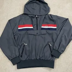 Very good used condition. Hood has a large blemish mark and lower front has some light marks however the actual jacket...