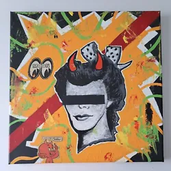 original painting on canvas signed Devil Woman 12 x 12