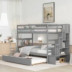 This bunk bed is with twin size pull out trundle, ideal for accommodating guests or for a family with several kids. And...