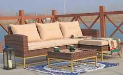 • Rattan Color: Brown. -Corner Sofa x 2,Ottoman x 1. • Three-seater sofa Size:81.1
