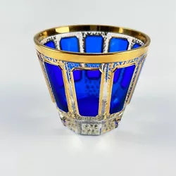 Vintage Moser Cobalt Blue Cabochon Bohemian Glassware Rocks Single Tumbler GlassGorgeous piece of glass! 10 panels...