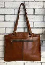 Patricia Nash Double Handles Purse Brown Leather Messanger. Good condition