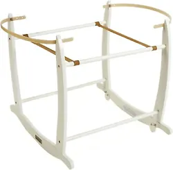 A sturdy pine Moses basket stand rocks gently side to side to help soothe your baby to sleep. Adjustable plastic...