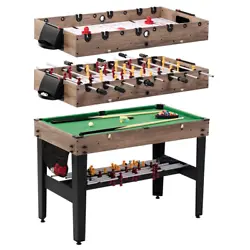 To play air-powered hockey, remove the steel rods with a quick-release design. Place the foosball surface on the...