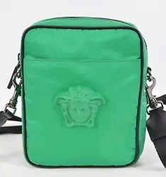 New with Tags Style: Nylon Medusa Crossbody Water Resistant Nylon in Bright Green Raised Medusa Head Plaque Exterior...