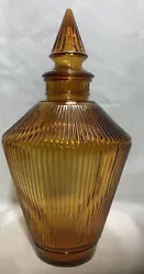 Vintage Decanter MCM Amber Ribbed Decanter Stopper 12”Used…Excellent condition…no cracks or chips…a...