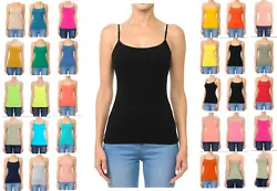 S-2X Premium Basics Cotton Built In Bra Cami Tank Top Camisole Soft Stretch Knit. Solid colors, classic length and...