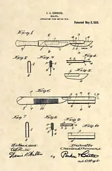 Official US Patent Art Print - Scalpel Circa 1913.