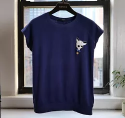 Gucci Blue Cotton Dog Logo T-shirt