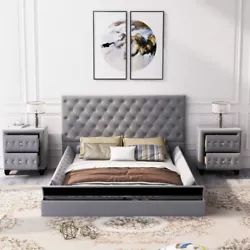 [Easy Care] This upholstered bed with soft natural velvet and a well foam-filled is easy to clean. Total Bed Height....