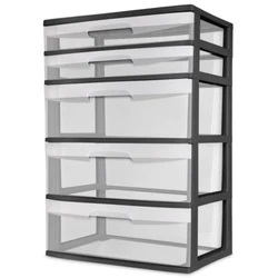 The clear drawers allow contents to be easily identified while keeping them contained. The drawer stop feature prevents...