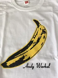 Andy Warhol Banana Tee Shirt White Size extra Large Soft cotton short sleeved Image is on front in yellow and blackFor...