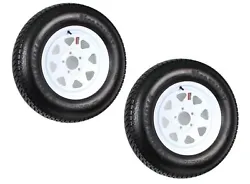 Pre-Mounted Trailer Tires & Wheels; 2-Pack Trailer Tires & Rims Bias Ply 205/75D15 Load C 5-4.5
