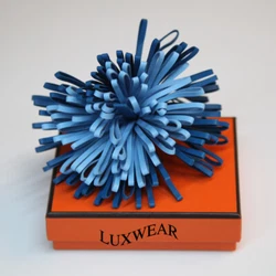 Key ring in Milo lambskin with stainless steel plated hardware. Bicolor pom pom in two fantastic shades of blue, a...
