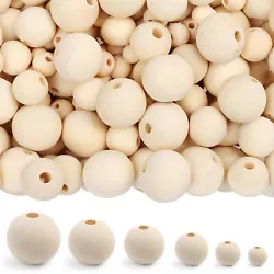 500pcs Wood Craft Beads Round Natural Unfinished Wood 8/10/12/14/16/18mm. There are 500 natural wood beads in our kit....