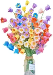 Colorful Artificial flowers will add a bright color to your house. Material: Without vase 100% hand-made works, using...