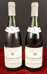 2 BOUTEILLES DE VIN. NUITS SAINT GEORGES. MAURICE CHENU. AUTHOR/MANUFACTURER MAURICE CHENU. 2 WINE BOTTLES....