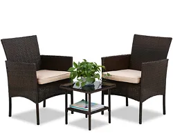SIMPLE & ELEGANT: The cushions of the patio bistro set use a high-density rebound sponge to give you a comfortable...