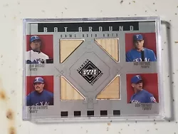 A-Rod Juan Gonzalez Ivan Rodriguez Rafael Palmeiro Upper Deck MLB Bat Relic Card.