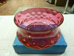 Fenton art glass coin dot cranberry bowl ...excellent vintage piece