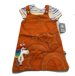 Adorable Girls Disney Orange Unicorn Dress with striped shirt in size 4. Great for all seasons. Ready for its new...