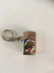 zippo style Lighter Keyring. American eagle and flag motif on front .