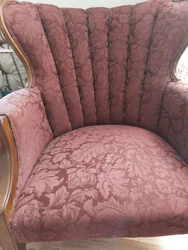 Antique Upholstered Channel-back Living Room Chair. Over 100 years old; well-taken cared for and covered when not in...