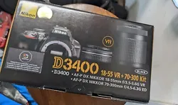 Nikon D3400 ( 18-55 VR + 70-300 ) Kit w/ Camera Bag, Battery, Charger & Filter.