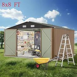 Spacious Outdoor Storage Shed: This 8X8FT garden storage shed is perfect for maximizing storage in a smaller space. Two...