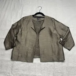 EILEEN FISHER Size Petite M SWING Light JACKET bronze Silk Wool Blend 3/4 ￼. Beautiful well constructed jacket is...
