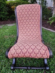 Antique 1800s Victorian Needlepoint Slipper Nursing Chair Black.  Very good condition, on rollers (can be removed). ...