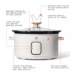 The Beautiful™ 6qt Programmable Slow Cooker will fill all of your families needs. With enough space to cook for 5-6...