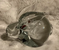 Vintage Clear Art Glass Bunny Rabbit Figurine Easter Decor Paper Weight3” high x 3.5” long x 2” wideIn excellent...