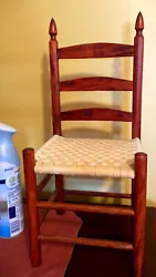 Vintage Shaker reproduction -Small Mini Ladder Back Doll Wooden Woven Seat Chair 17-3/4”. Tall and 7.5” wide. In...