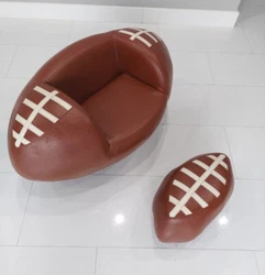 Kids All Star Football Swivel Arm Chair & Ottoman 2pc Sports Decore Hardcoated.  Approx. chair dimensions: 42