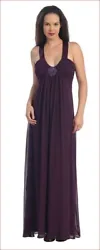 Fully lined. Sewn in bra. or for a bridesmaid. Color : Dark Purple. Made in USA. Waist : 30” +.