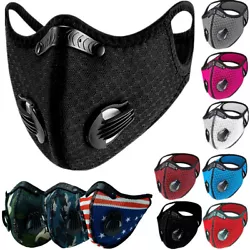 Unisex Reusable Cycling Sports Face Mask with Active Carbon Filter & 2 Breathing Valves. Suitable for cycling,...