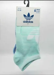 Adidas Women No-Show Socks 6-Pairs MULTICOLOR Size 5-10 Wicks Moisture NEW.