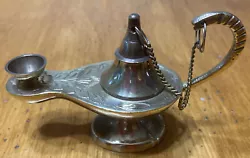 Aladdin Genie Lamp Vintage Etched Design Brass Incense Burner 4.5”x3”. Recently polished, small Aladdin Genie lamp...